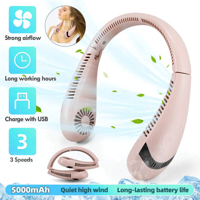 Portable Hanging Neck Fan Hands-Free Cooling On the Go